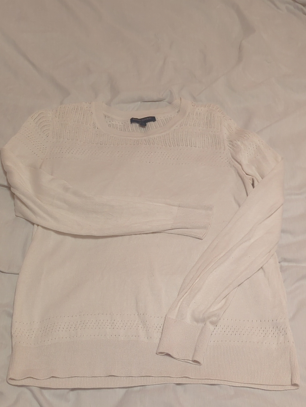 Banana Republic Cream Openwork Crew Neck Sweater